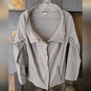 Crea Concept Women's Grey Linen Zip-Front Jacket with Pockets Size 40/ Us size 8